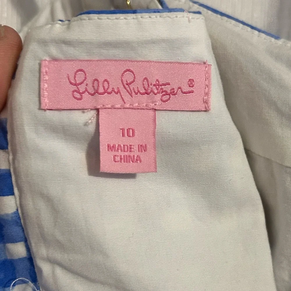 Lilly Pulitzer | Blue and White Patterned Mini Dress | Size 10 - Picture 2 of 5